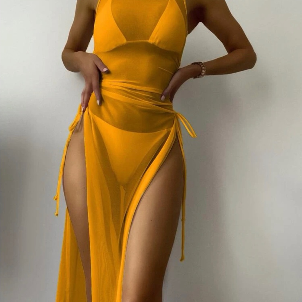 Yellow brand new small 3 piece swim